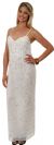 Floral Spaghetti Beaded Evening Dress with Jacket Ivory/Silver without Jacket